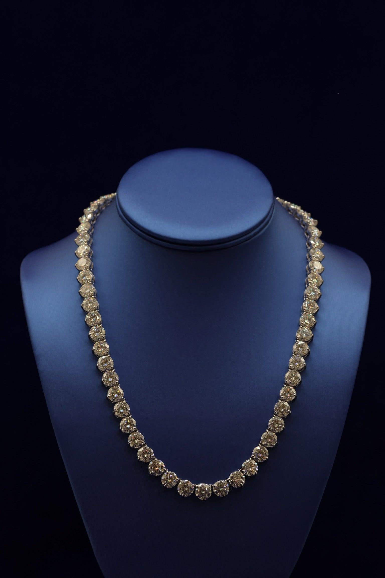 3 Prong Lab Diamond Tennis Necklace