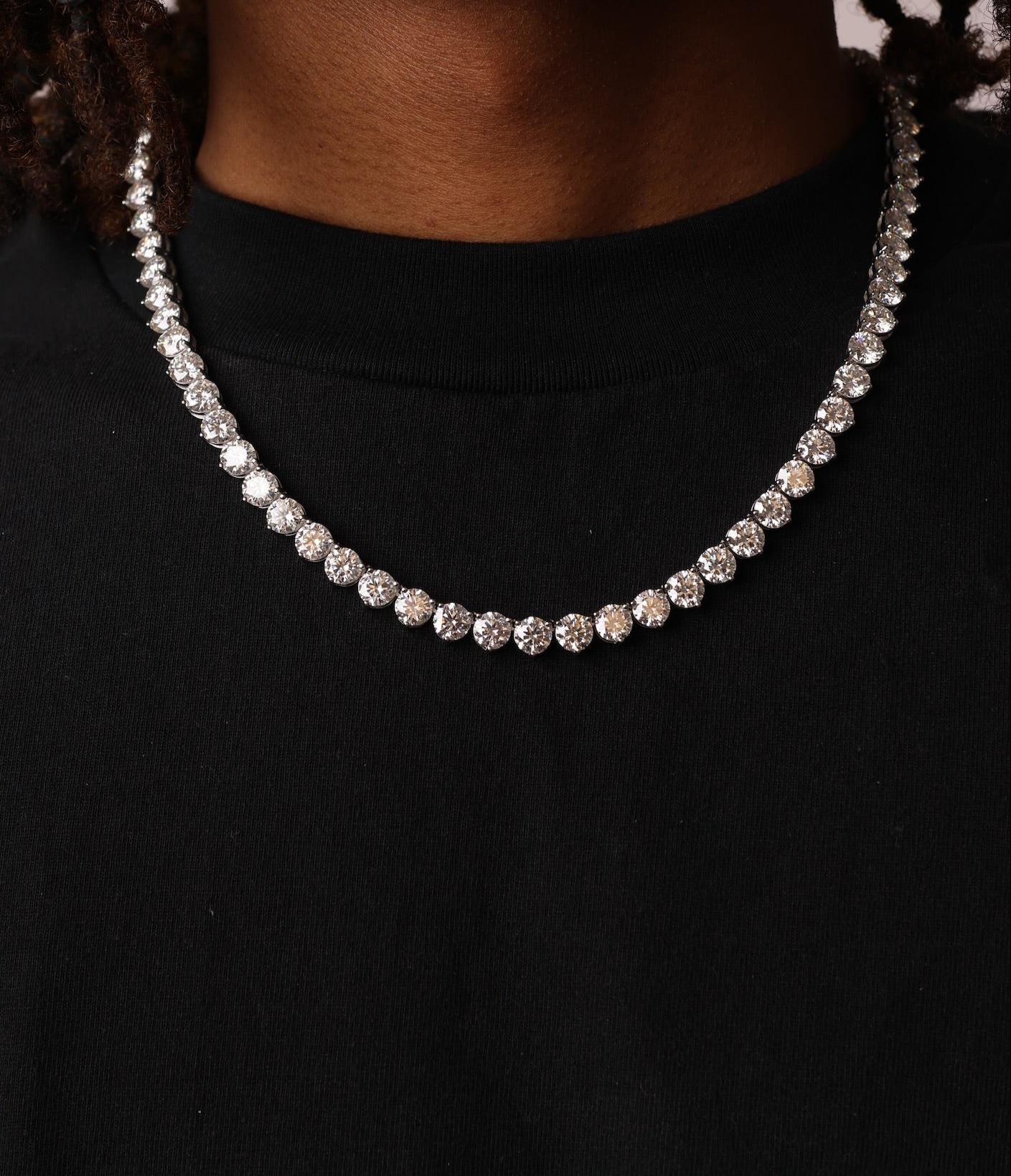 3 Prong Lab Diamond Tennis Necklace