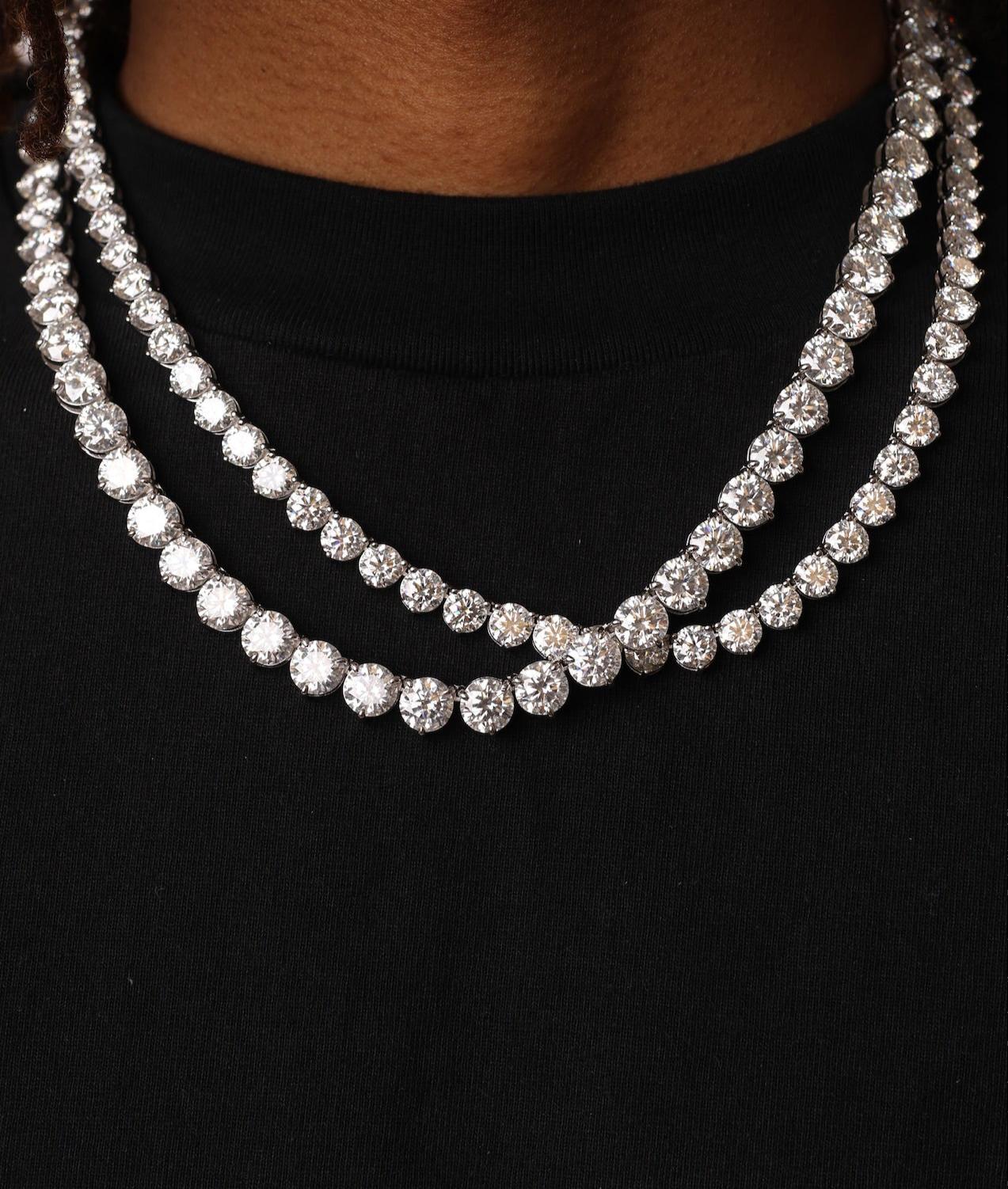 3 Prong Lab Diamond Tennis Necklace