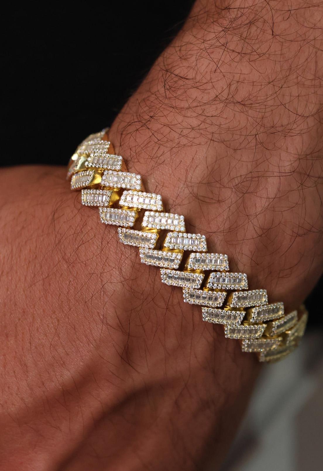 Baguette Halo Cuban Bracelet
