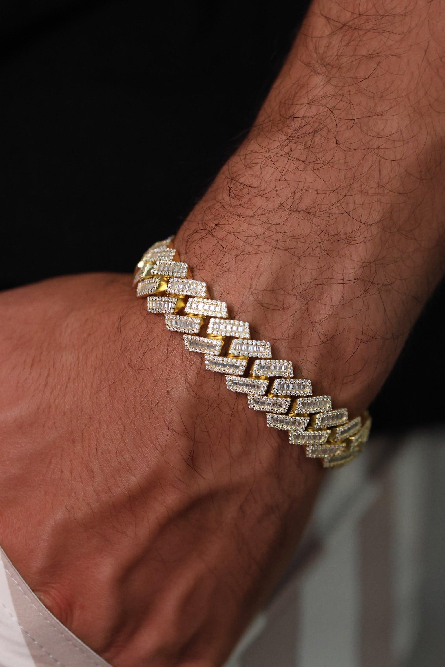 Baguette Halo Cuban Bracelet
