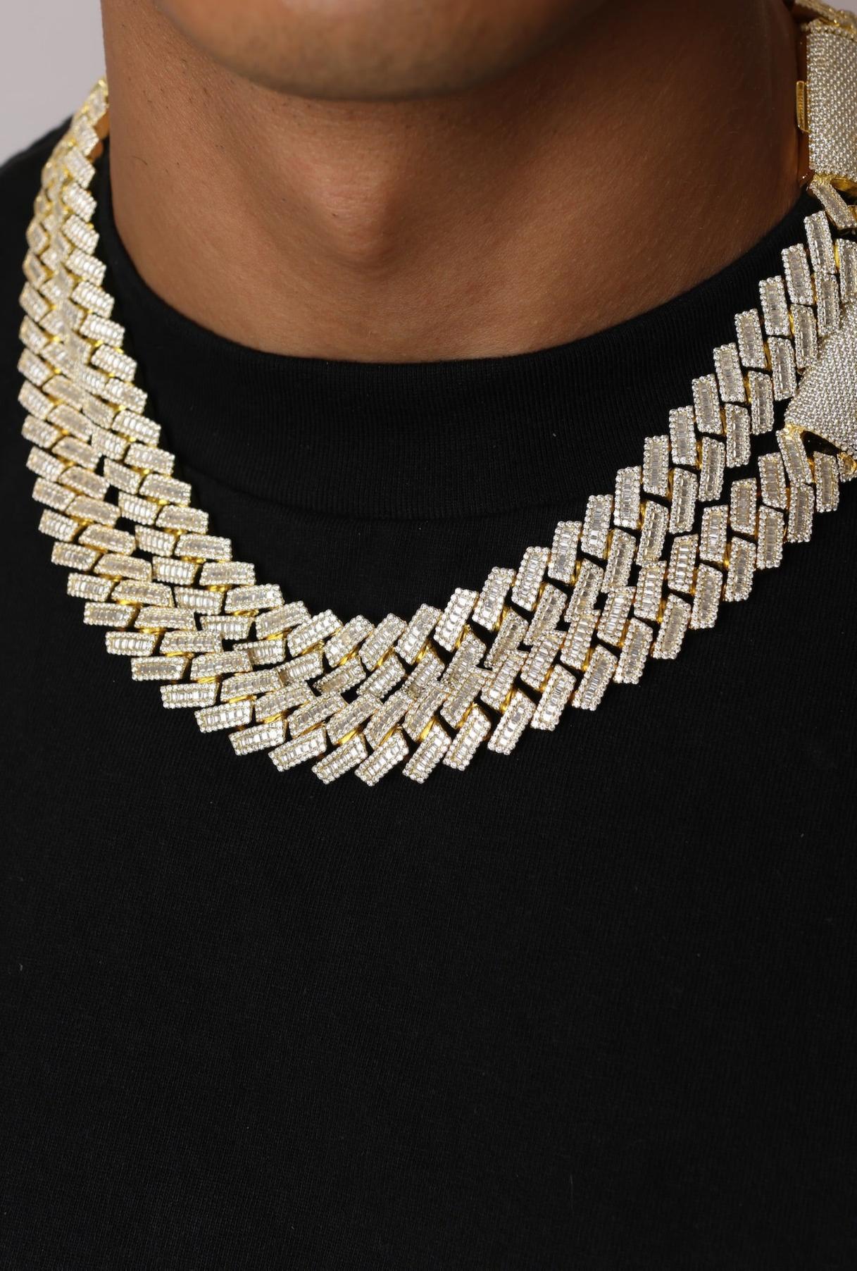 Baguette Halo Cuban Necklace