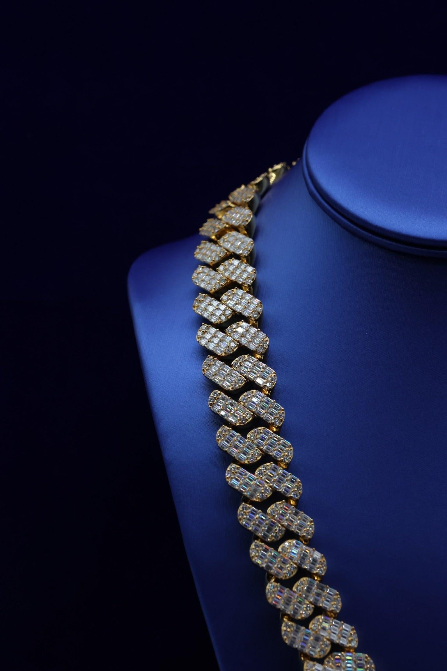 Baguette Moissanite Cuban Necklace