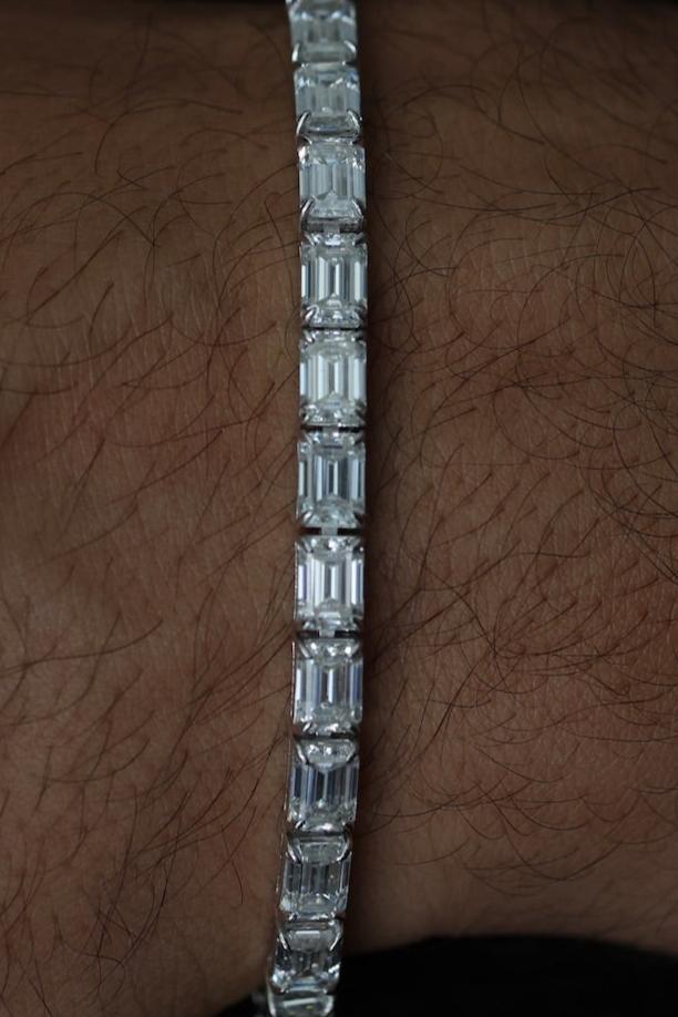 Emerald Cut Moissanite Bracelet East-West