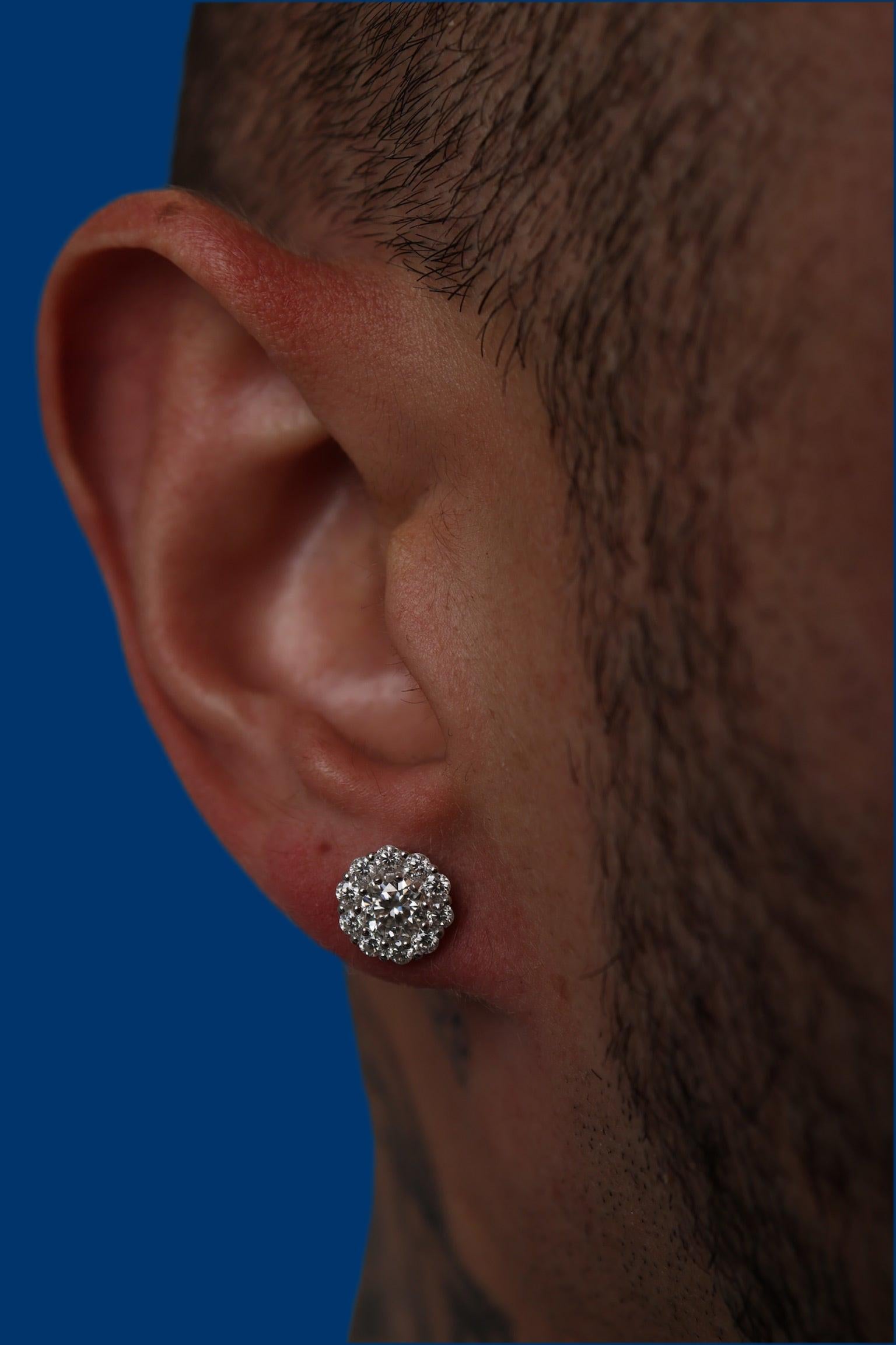 Lab-Grown Diamond Halo Flower Earrings