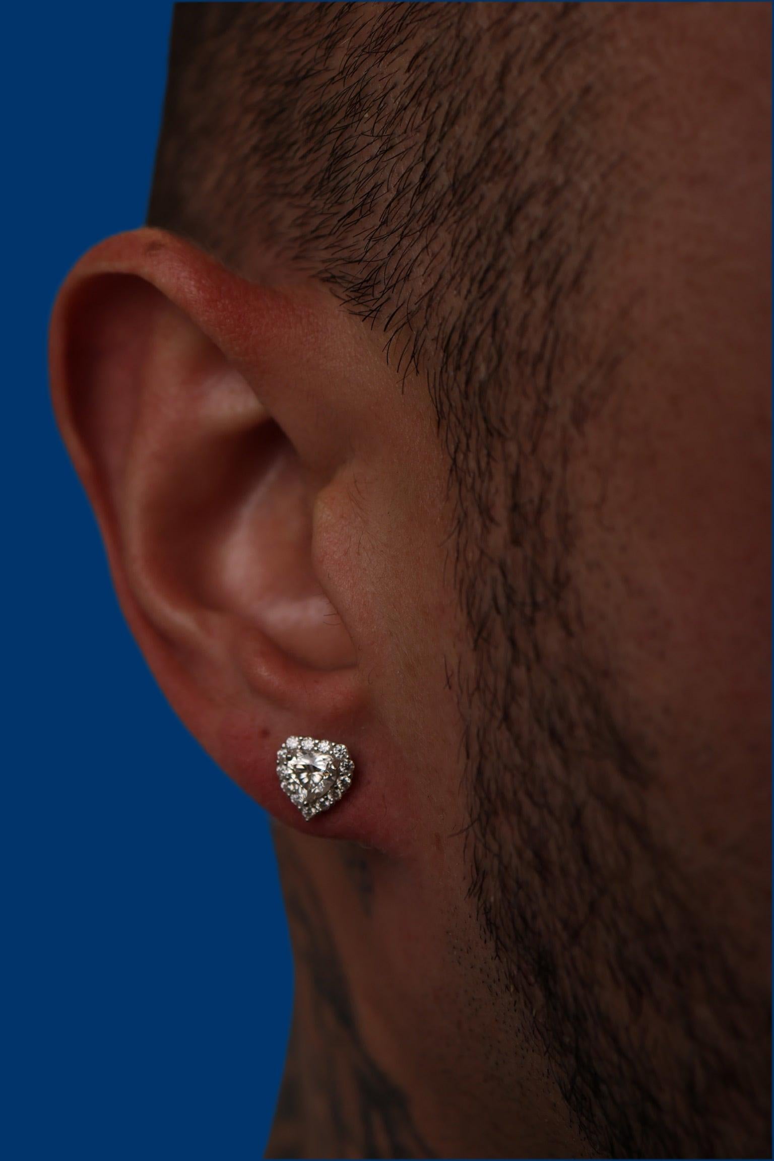 Moissanite Heart Cut Halo Earrings