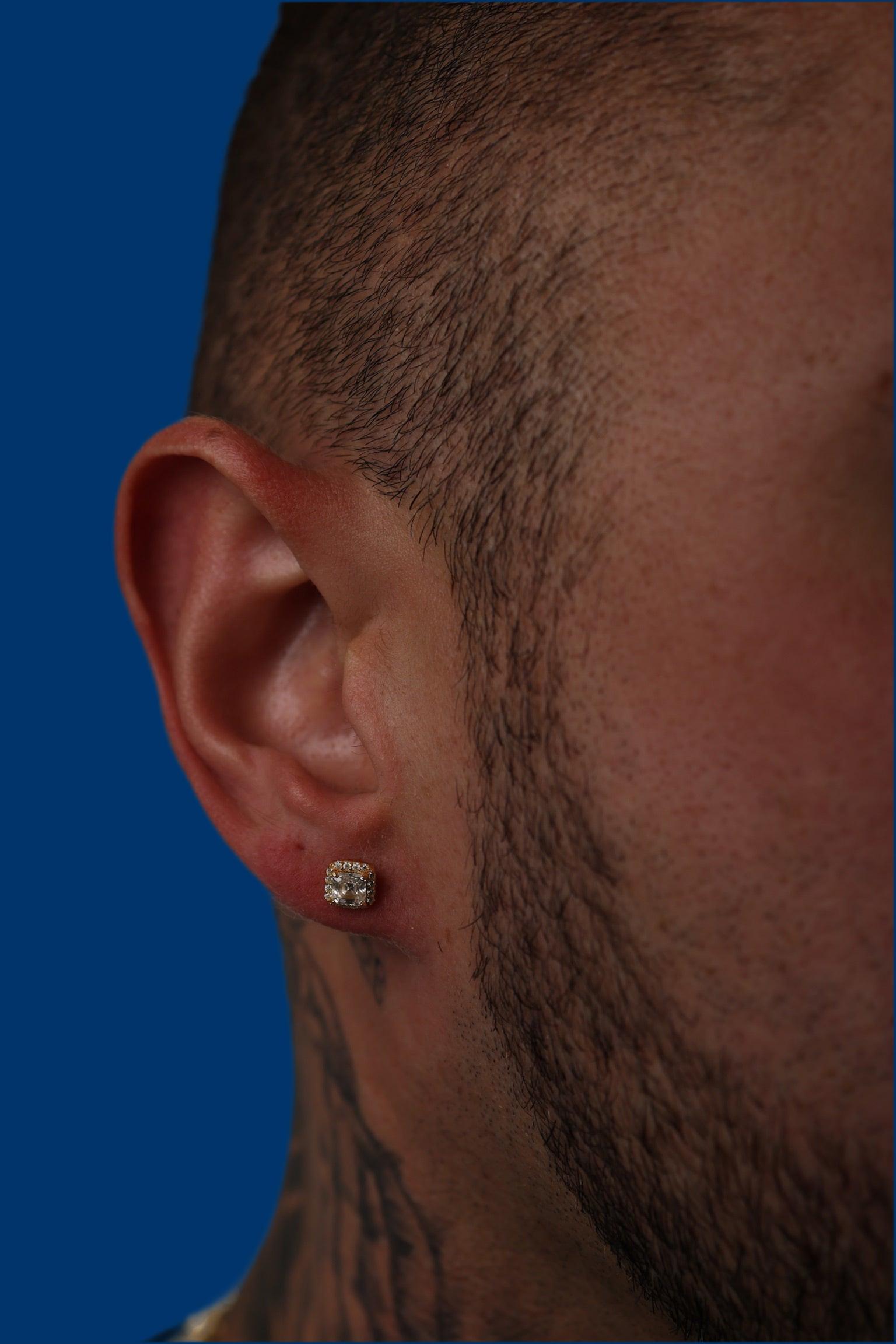 Lab-Grown Diamond Asscher Cut Halo Earrings