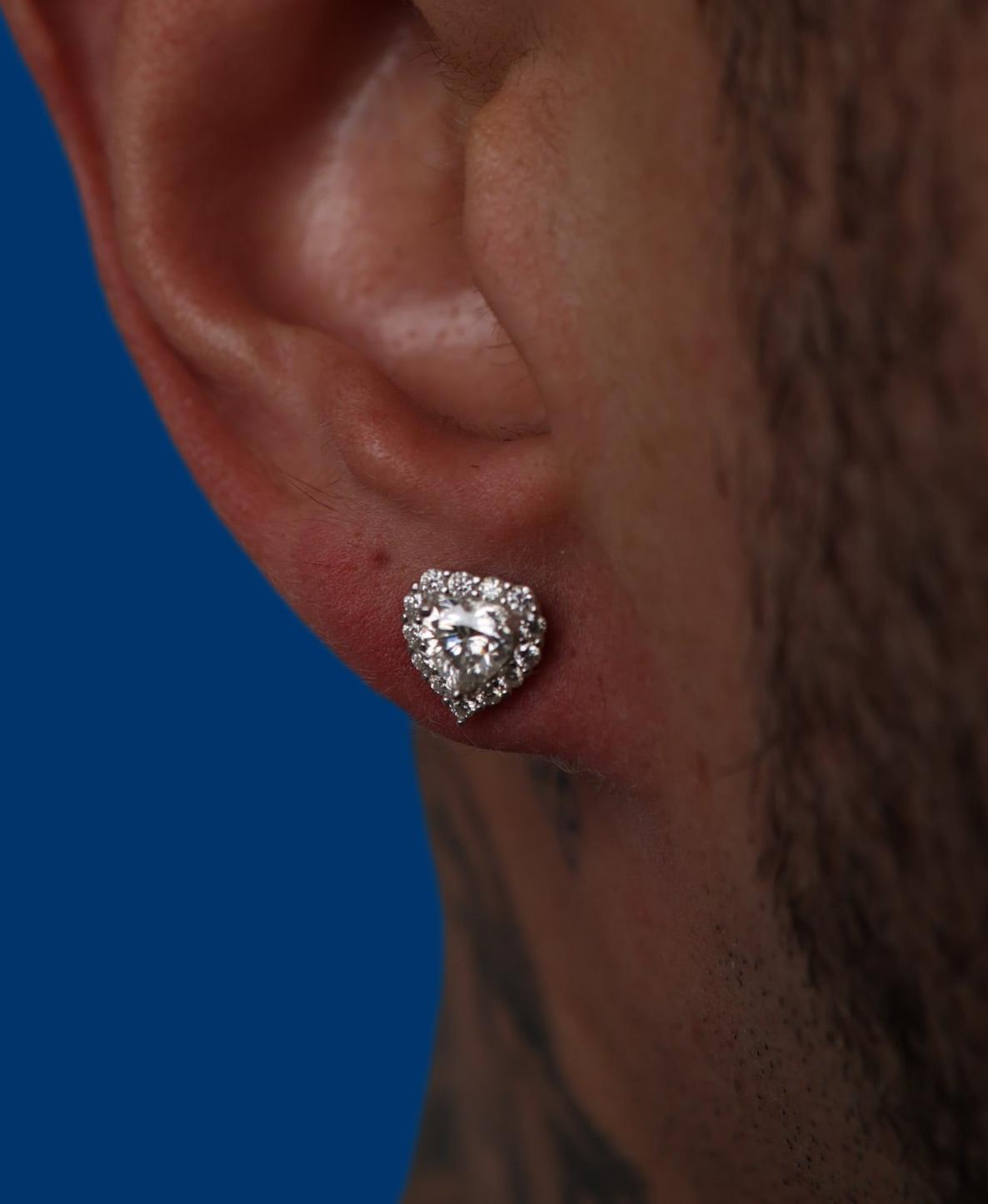 Moissanite Heart Cut Halo Earrings