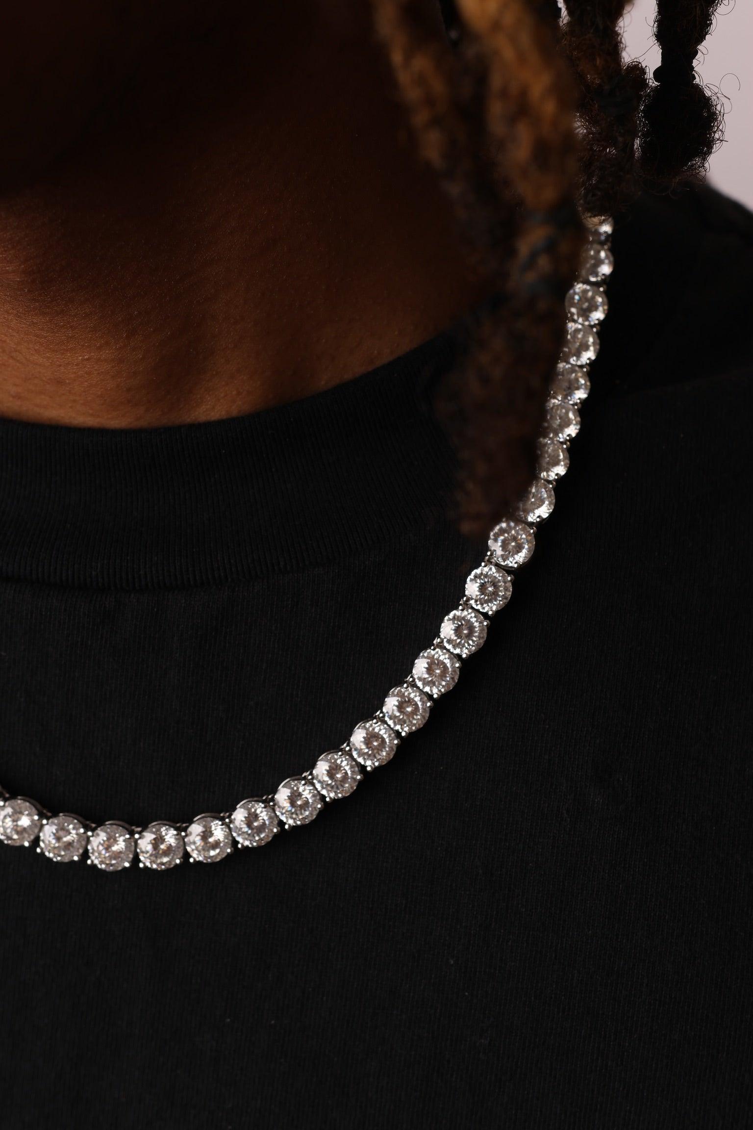 Portuguese Cut Moissanite Tennis Necklace