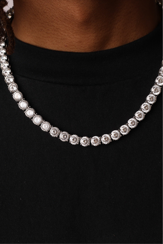 Portuguese Cut Moissanite Tennis Necklace