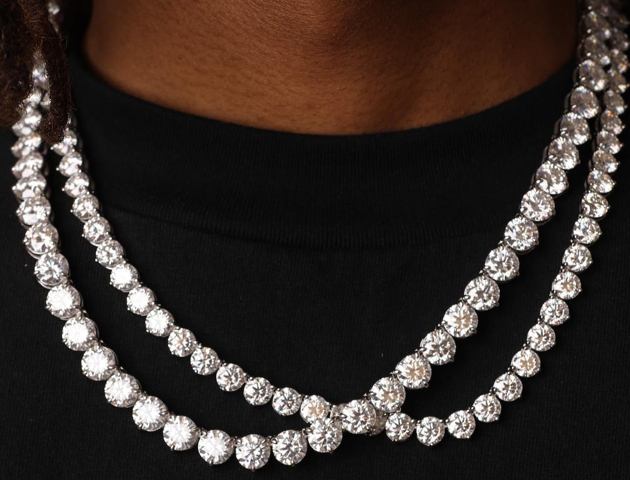 3 Prong Moissanite Tennis Necklace