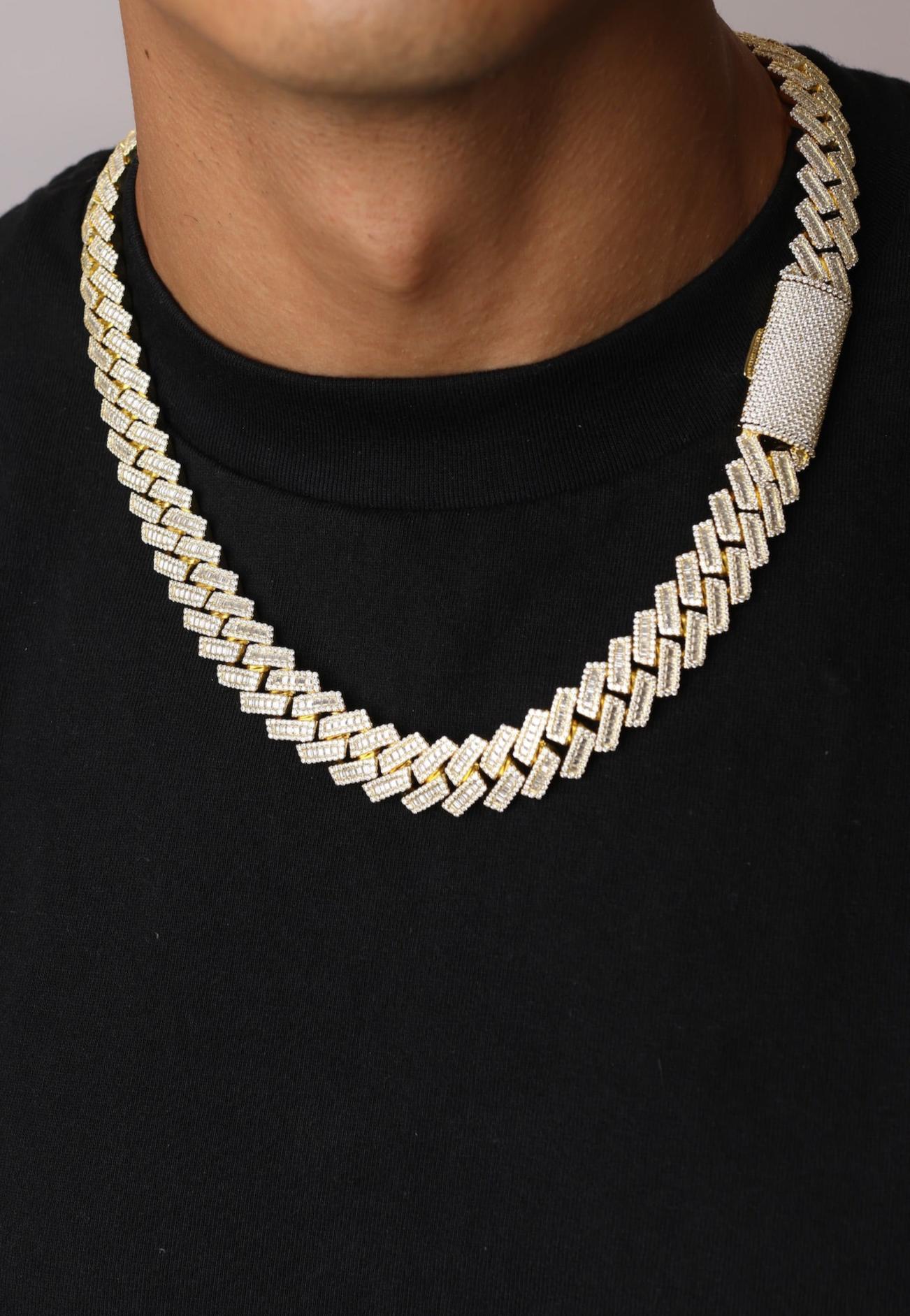 Baguette Halo Cuban Necklace