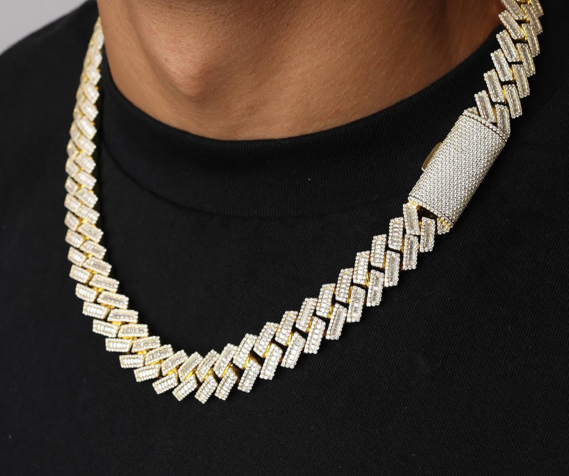 Baguette Halo Cuban Necklace