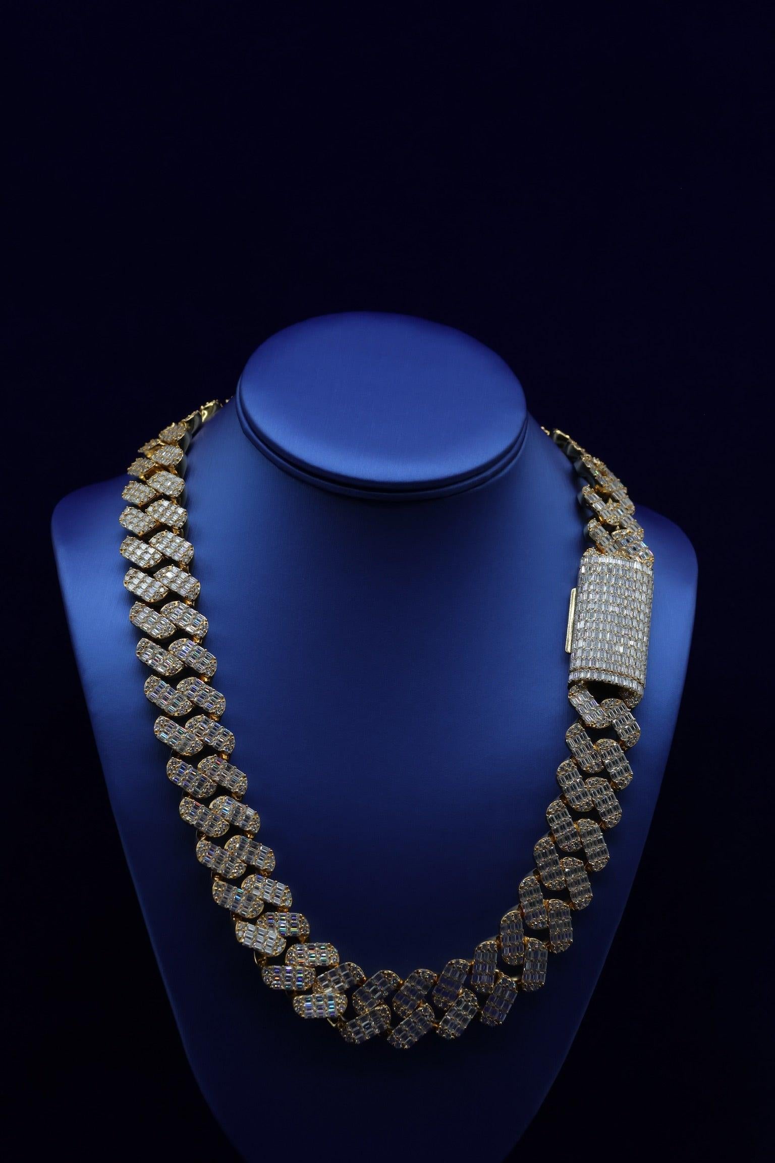 Baguette Moissanite Cuban Necklace