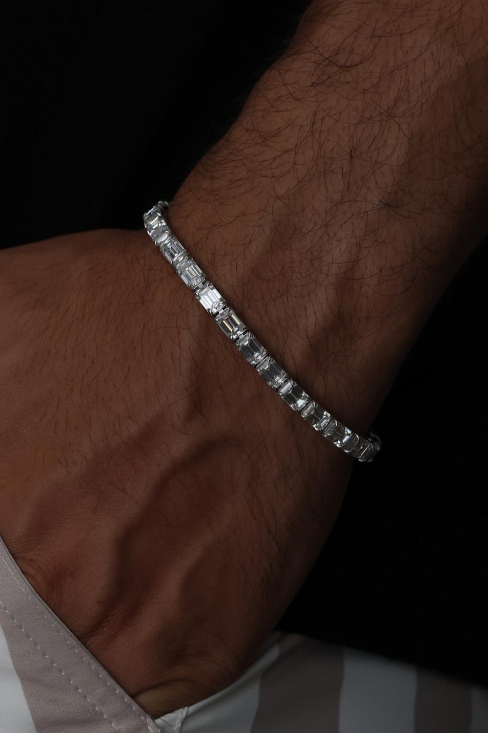 Emerald Cut Lab Diamond Bracelet East-West