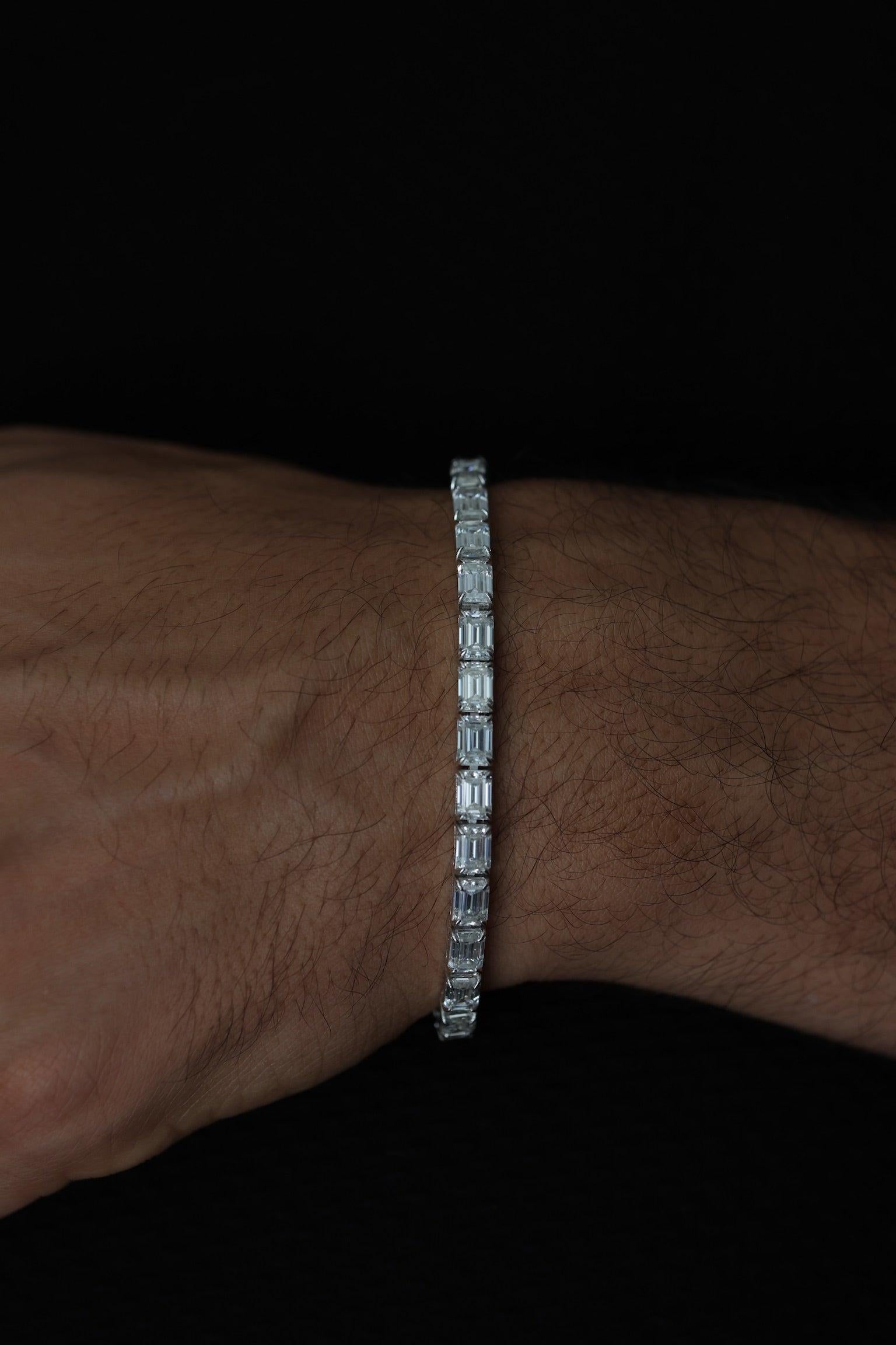 Emerald Cut Lab Diamond Bracelet East-West