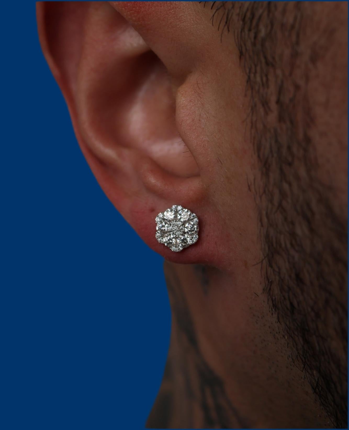 Moissanite Cluster Flower Earrings