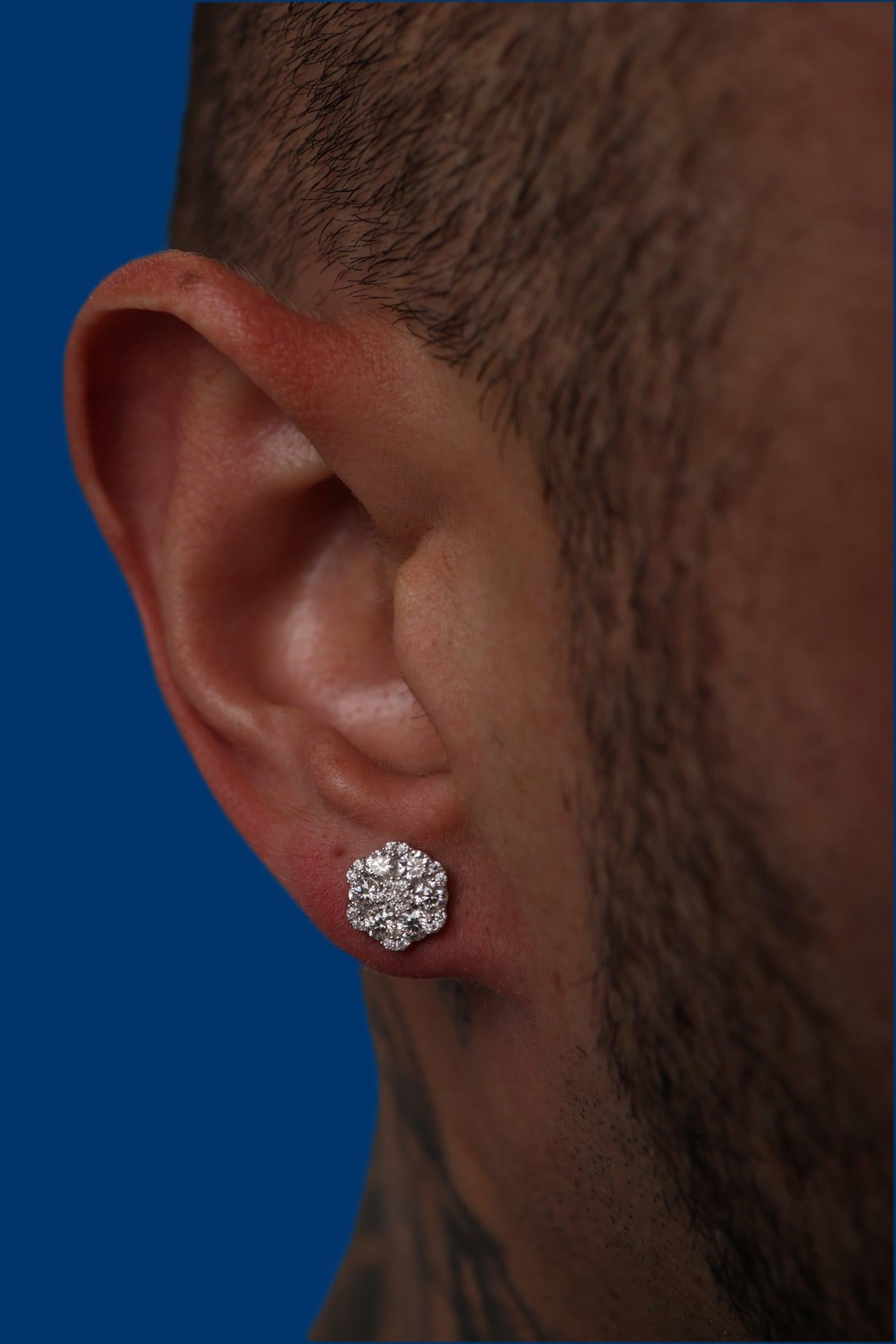 Lab-Grown Diamond Cluster Flower Earrings