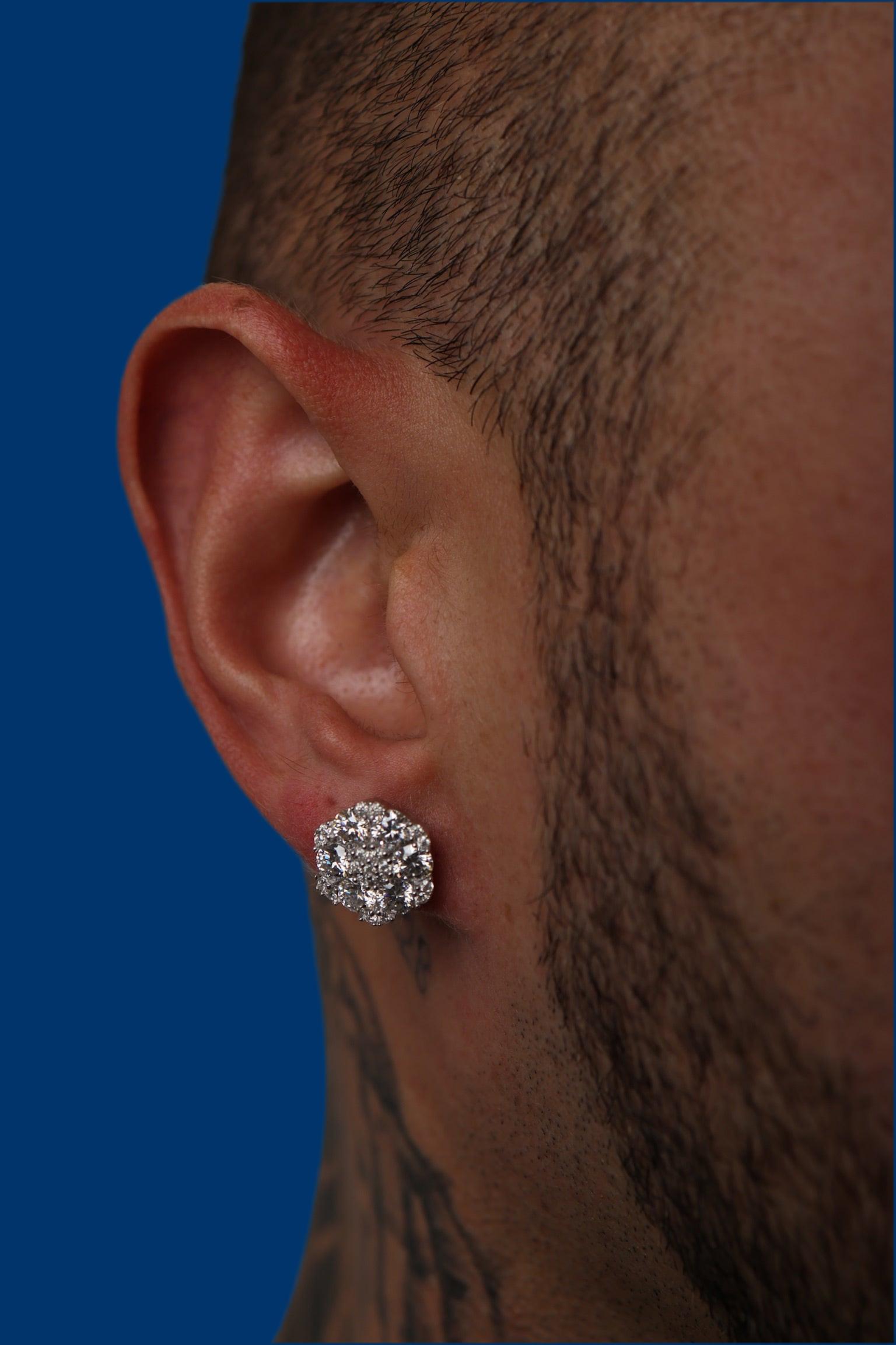 Moissanite Cluster Flower Earrings