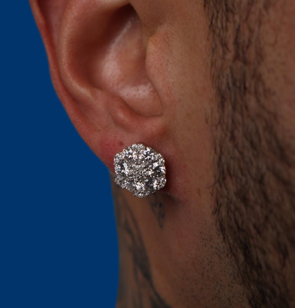 Lab-Grown Diamond Cluster Flower Earrings
