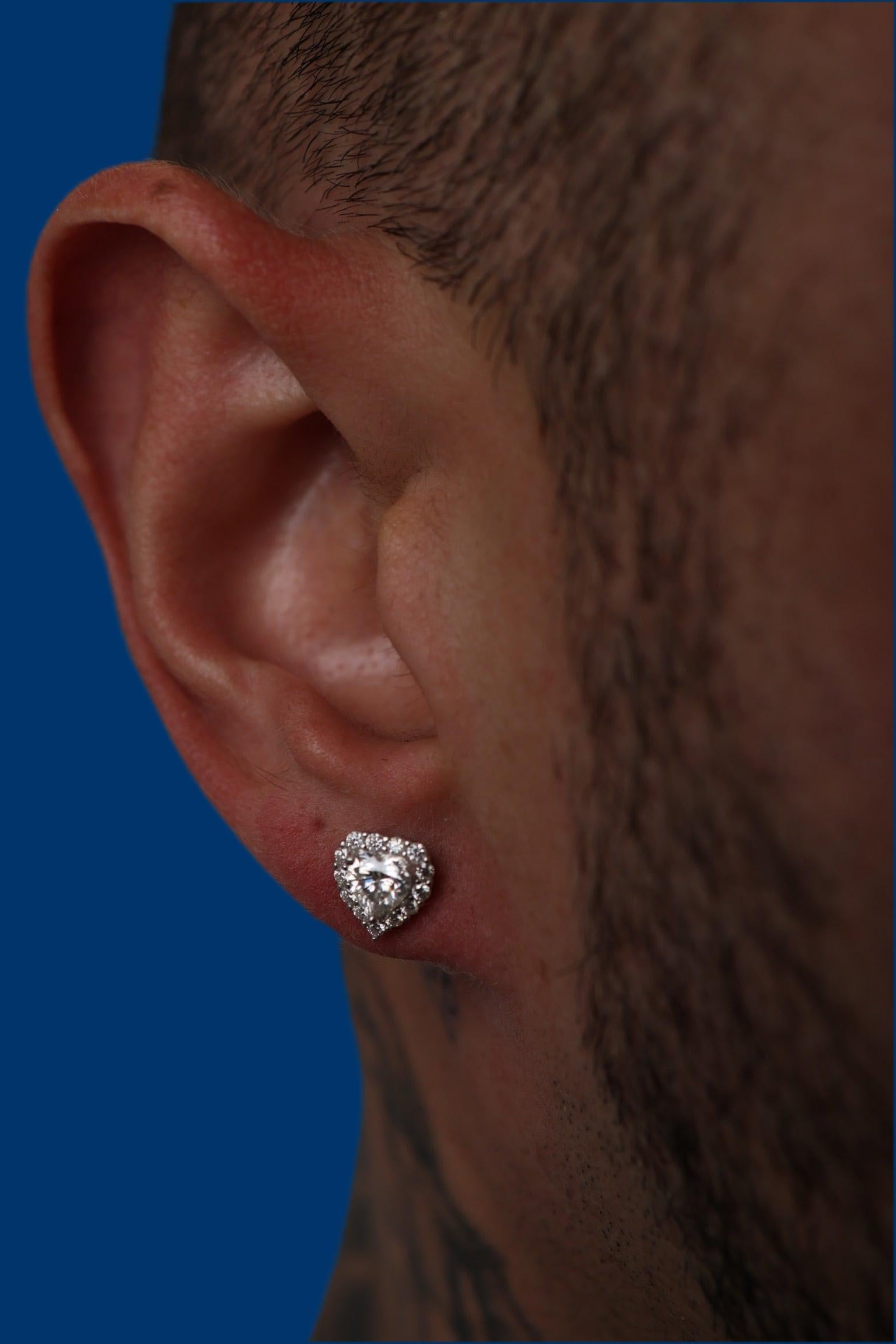 Lab-Grown Diamond Heart Cut Halo Earrings