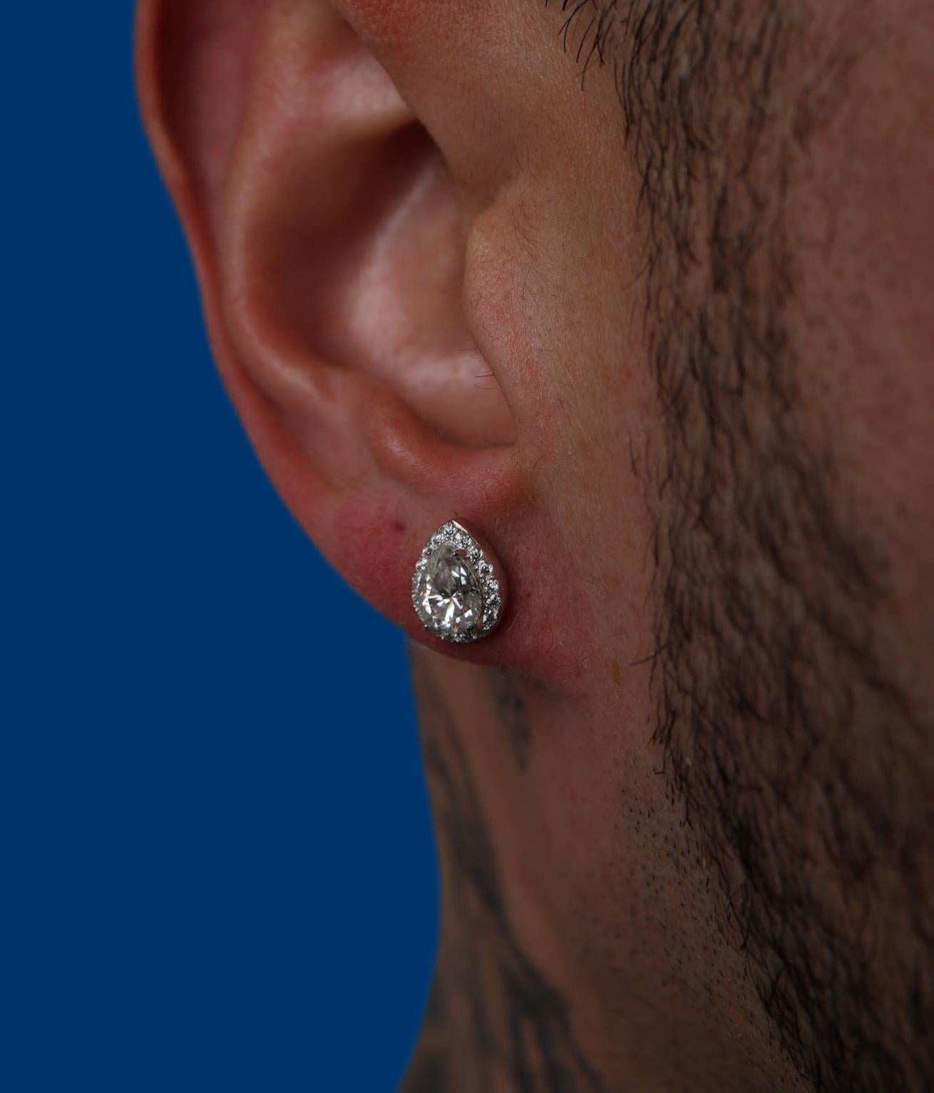 Lab-Grown Diamond Pear Cut Halo Earrings