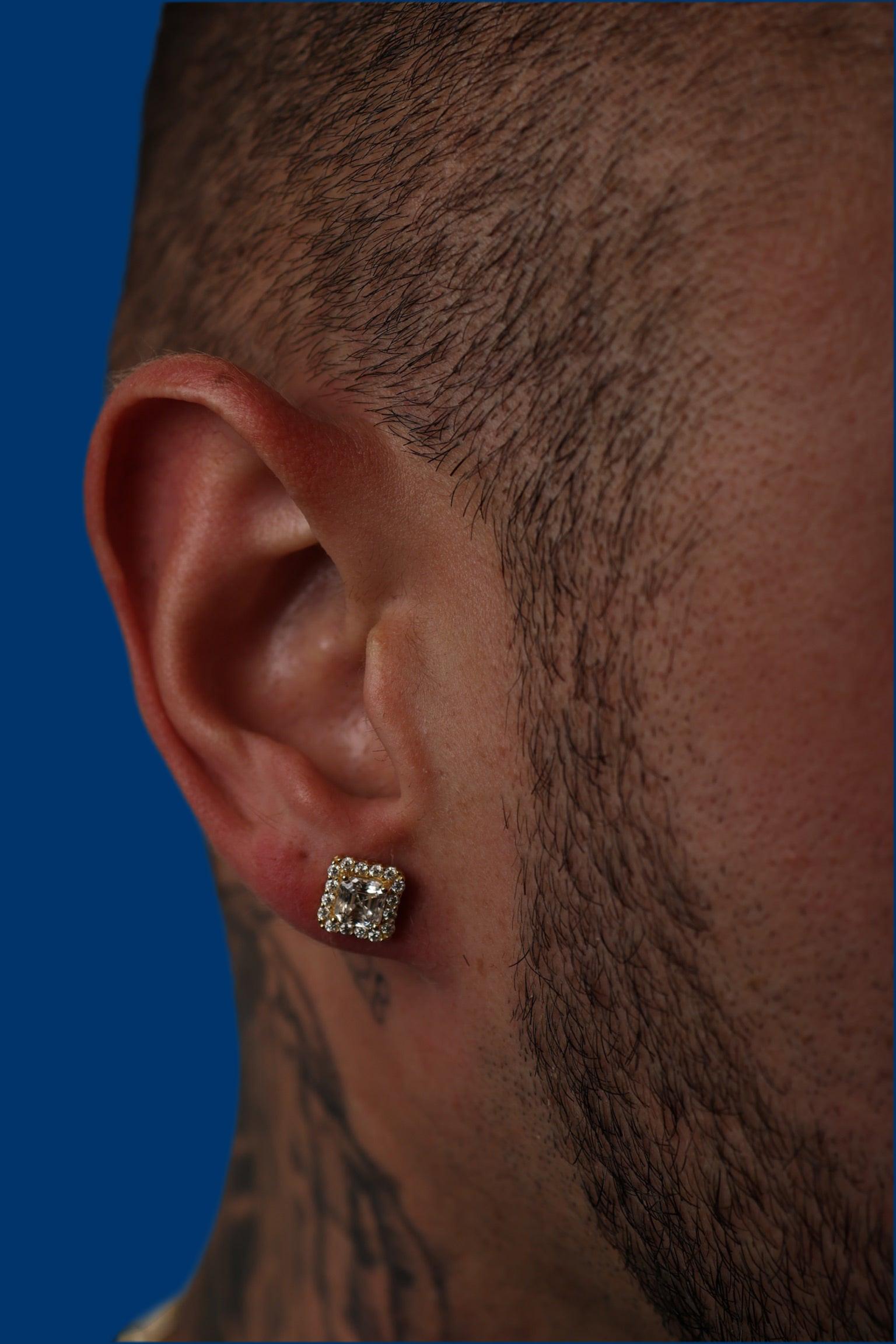 Moissanite Asscher Cut Halo Earrings