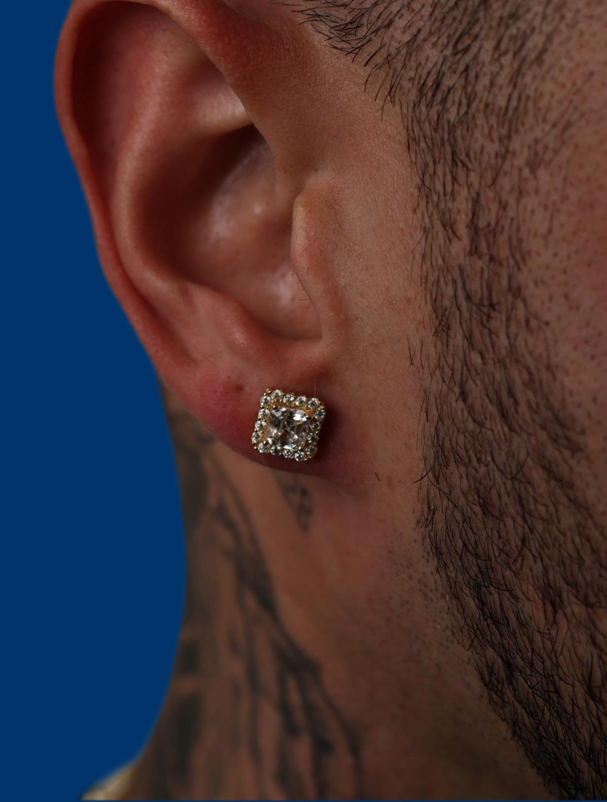 Lab-Grown Diamond Asscher Cut Halo Earrings