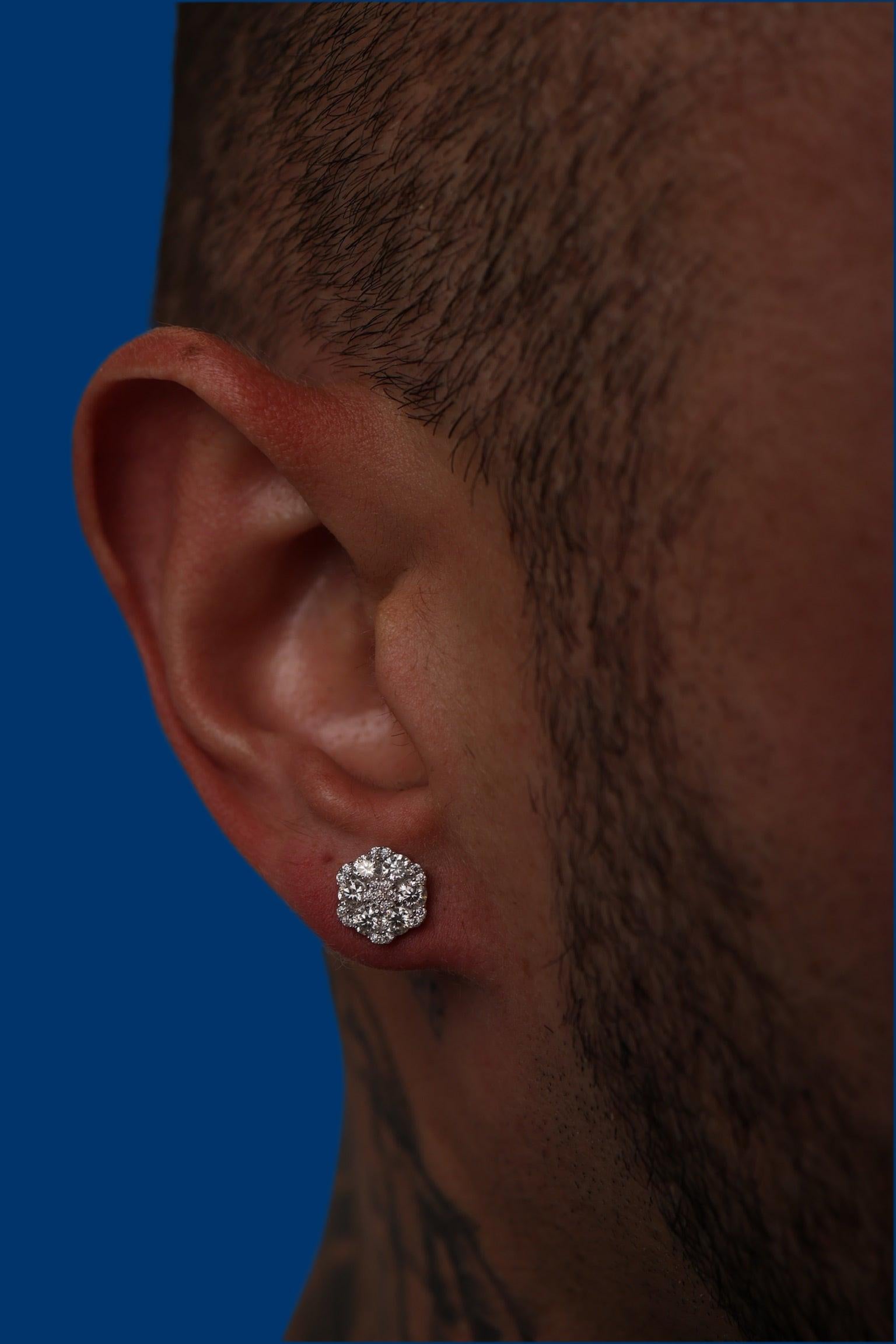Lab-Grown Diamond Cluster Flower Earrings