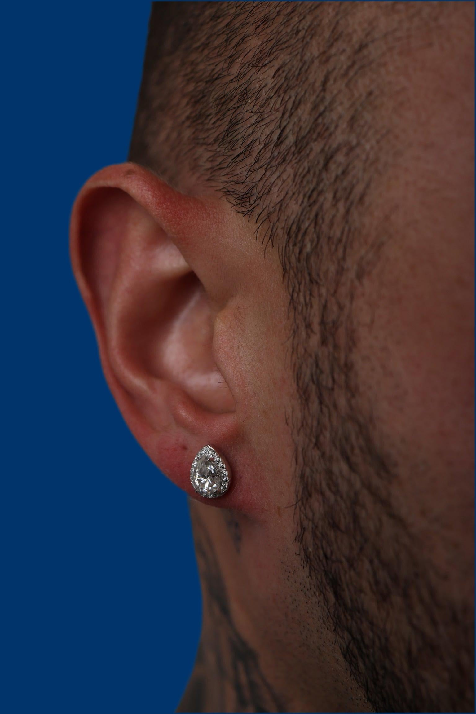 Lab-Grown Diamond Pear Cut Halo Earrings