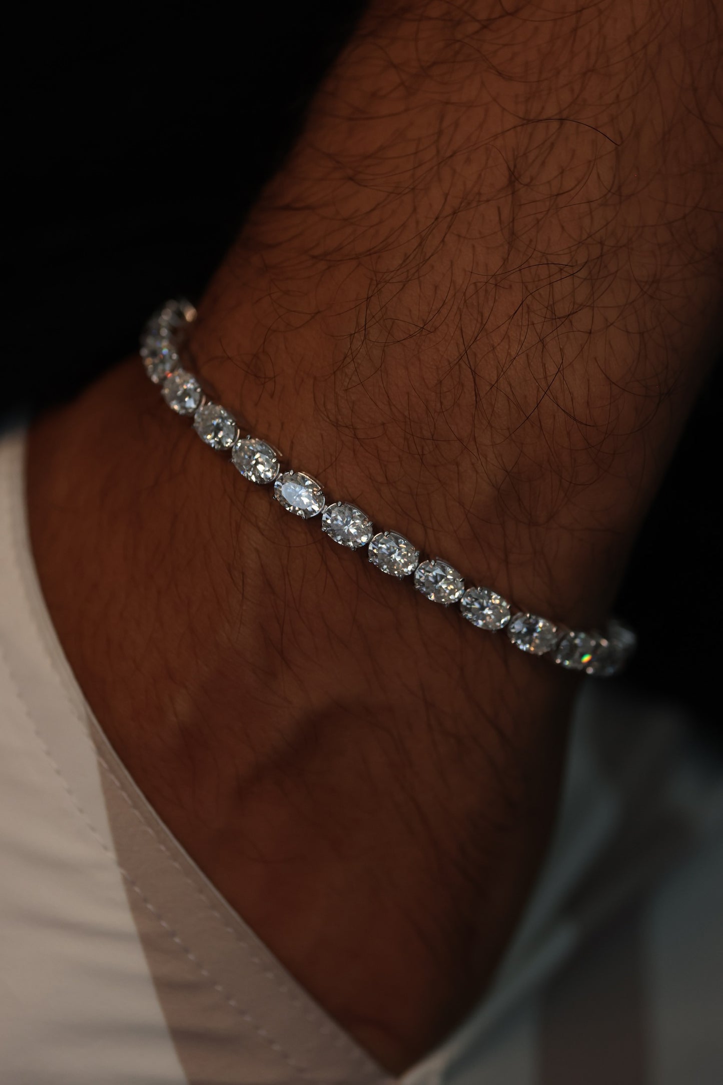 Moissanite Oval Bracelet East-West